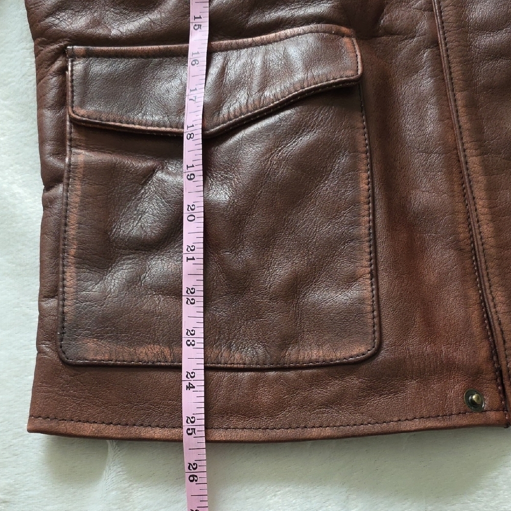 Men's Classic Brown Leather Jacket - Picture 9 of 16